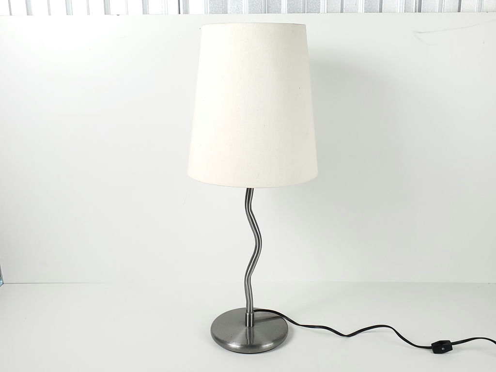 Vintage 1996 IKEA Antimon Squiggle Matte Nickel Table Lamp Cream Shade - image 2 of 8