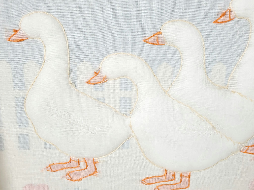 Vintage Country Style Fabric Puffy Applique White Geese Framed Wall Art - image 10 of 10