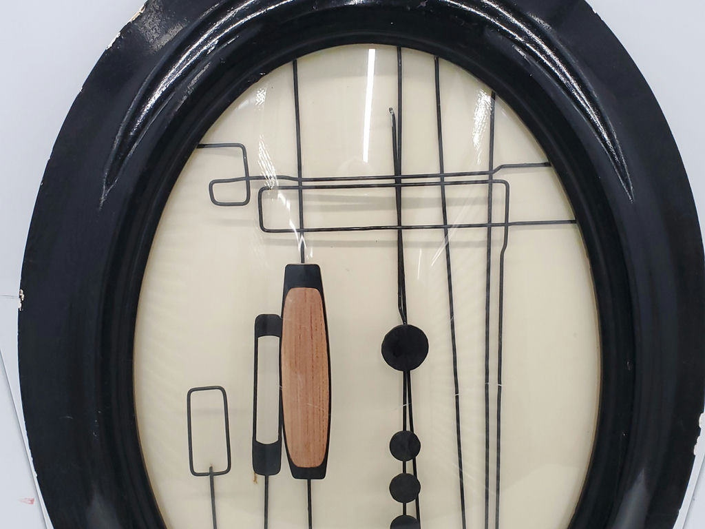 Vintage Mid Century Modern Abstract Metal Wire Bubble Convex Glass Oval Wall Art - image 7 of 11