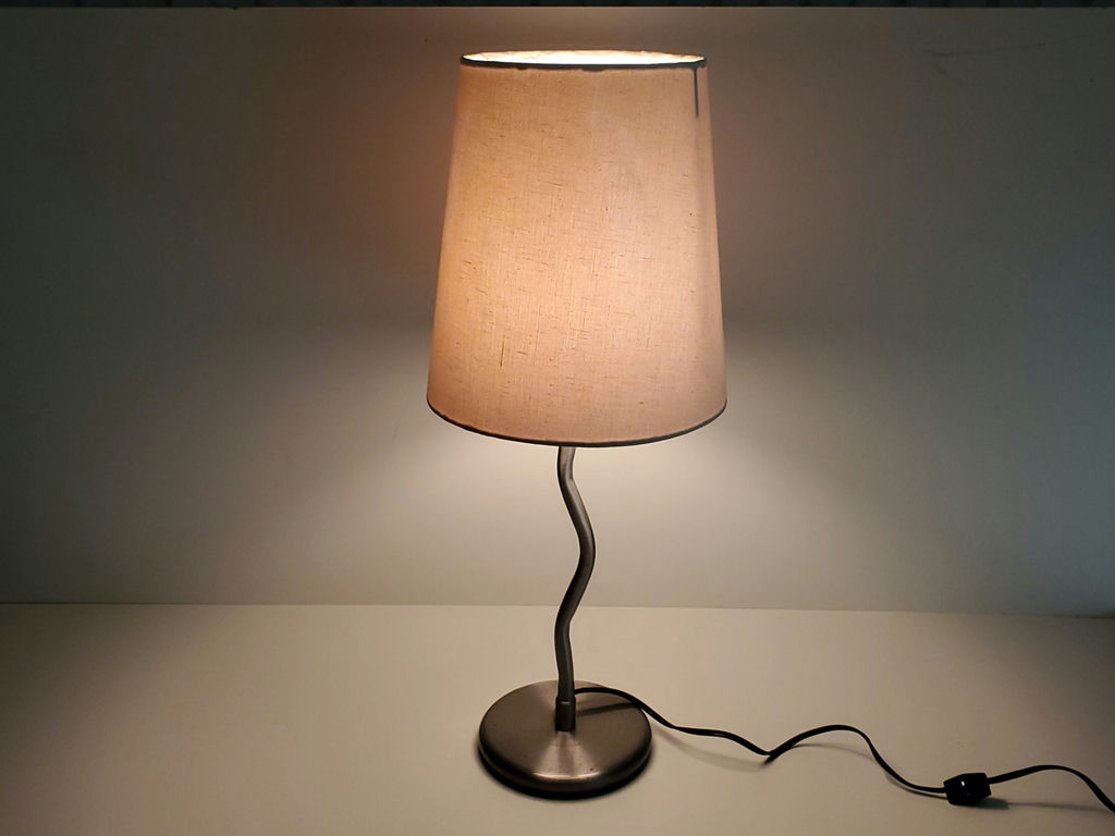 Vintage 1996 IKEA Antimon Squiggle Matte Nickel Table Lamp Cream Shade - image 1 of 8