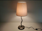 Vintage 1996 IKEA Antimon Squiggle Matte Nickel Table Lamp Cream Shade - thumbnail 1 of 8