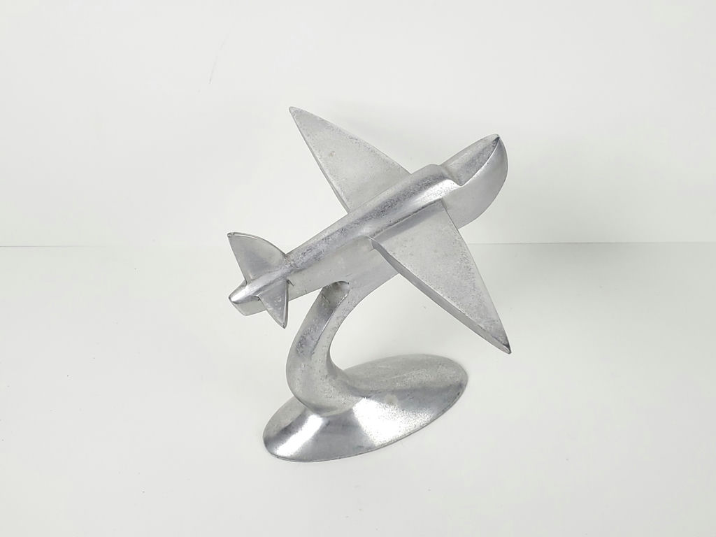 Vintage Art Deco Cast Aluminum Clipper Airplane Desktop Model Sculpture - image 2 of 10