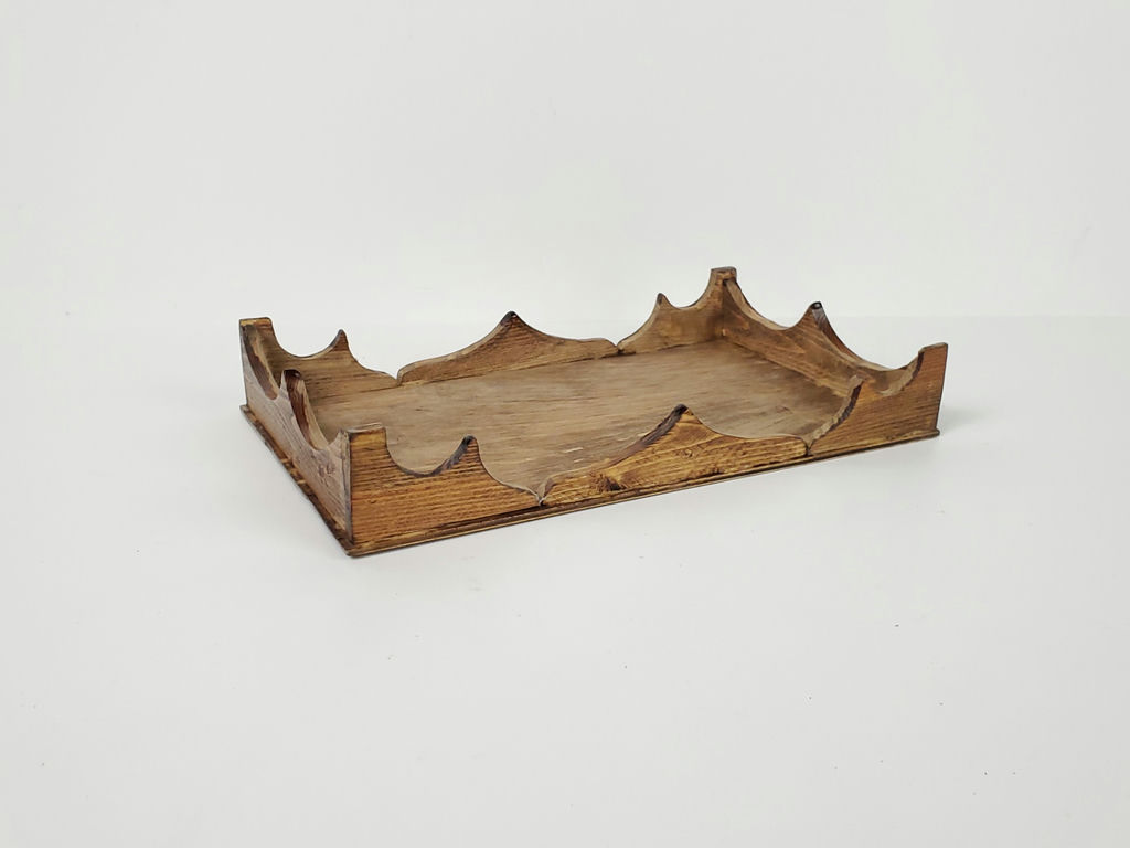 Vintage Handcrafted Scalloped Crown Wooden Napkin Serving Tray - image 1 of 8