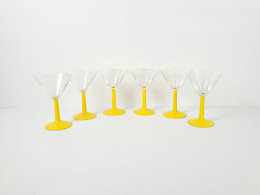 Vintage Yellow Stem Martini Cocktail Glasses - Set of 6 - image 2 of 7