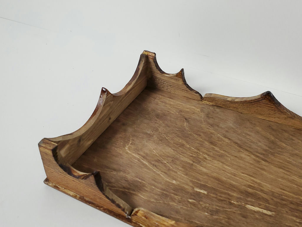Vintage Handcrafted Scalloped Crown Wooden Napkin Serving Tray - image 5 of 8