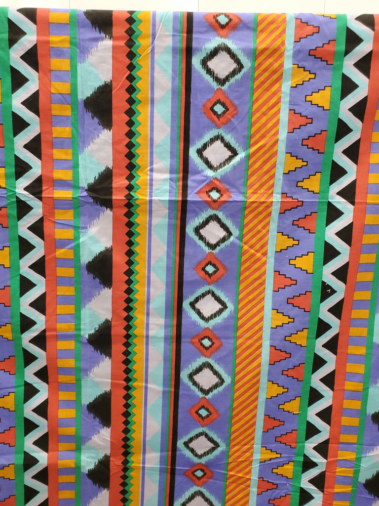 Vintage Southwestern Geometric Aztec Print Cotton Tablecloth Fabric Panel - image 3 of 8
