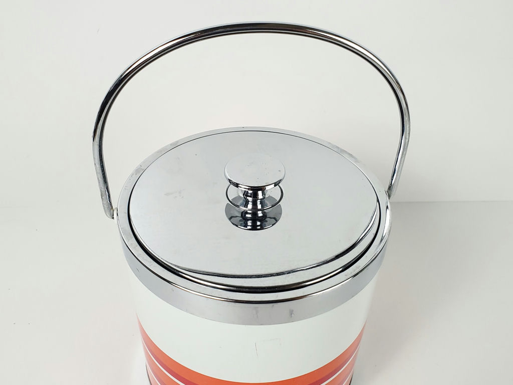Vintage Japanese Iruka Retro Orange Striped Insulated Ice Pail Bucket - image 5 of 10