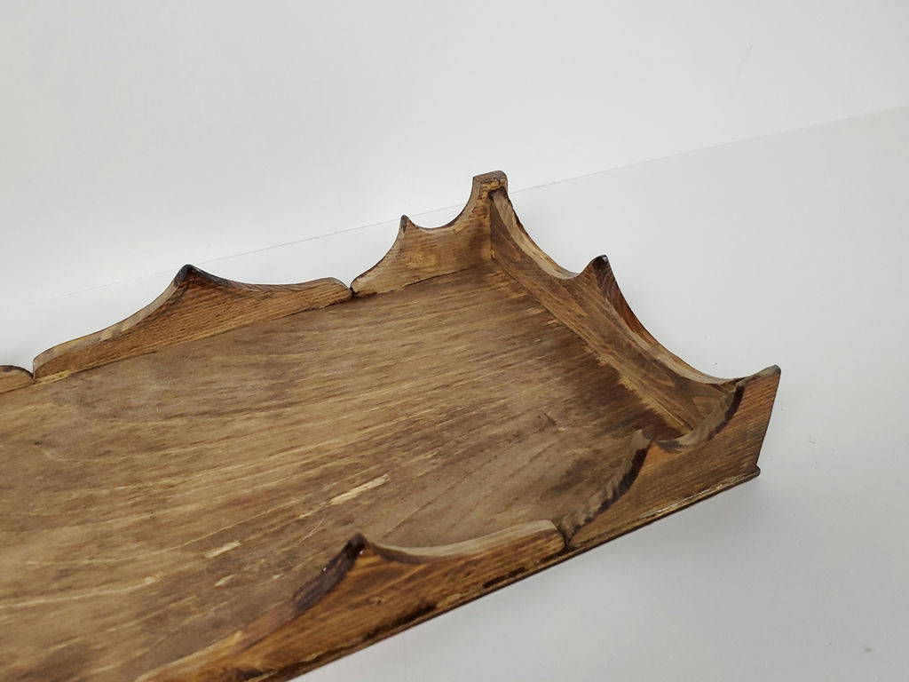 Vintage Handcrafted Scalloped Crown Wooden Napkin Serving Tray - image 4 of 8