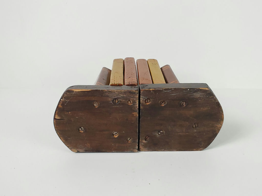 Vintage Wooden Faux Book Bookends Library Tabletop Display Stand Pair - image 7 of 9