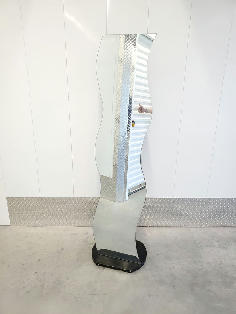 Vintage Modernist Wavy Squiggle Freestanding Floor Mirror - image 11 of 11