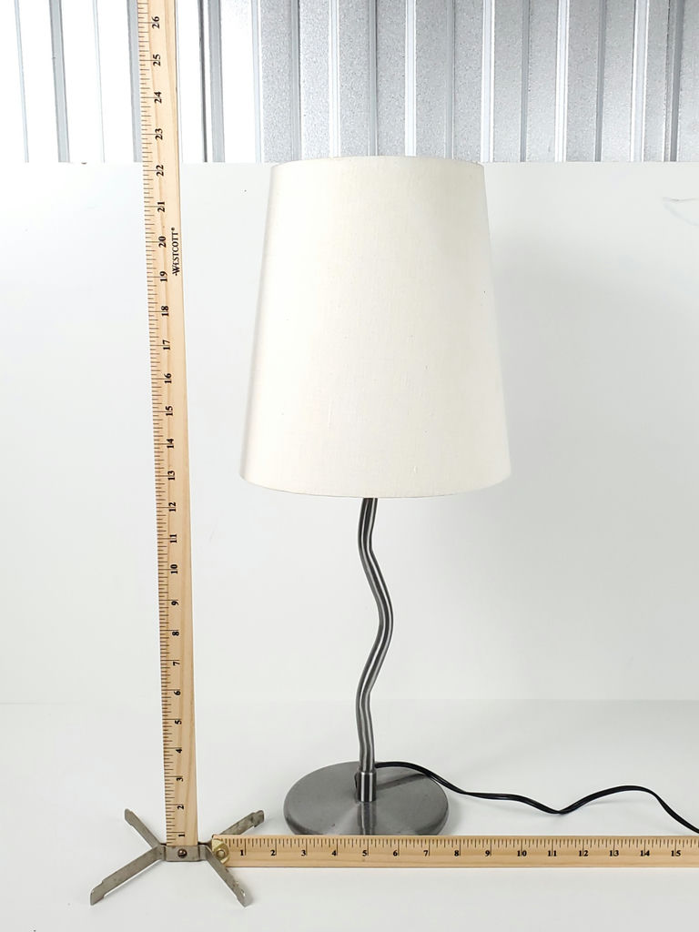 Vintage 1996 IKEA Antimon Squiggle Matte Nickel Table Lamp Cream Shade - image 7 of 8
