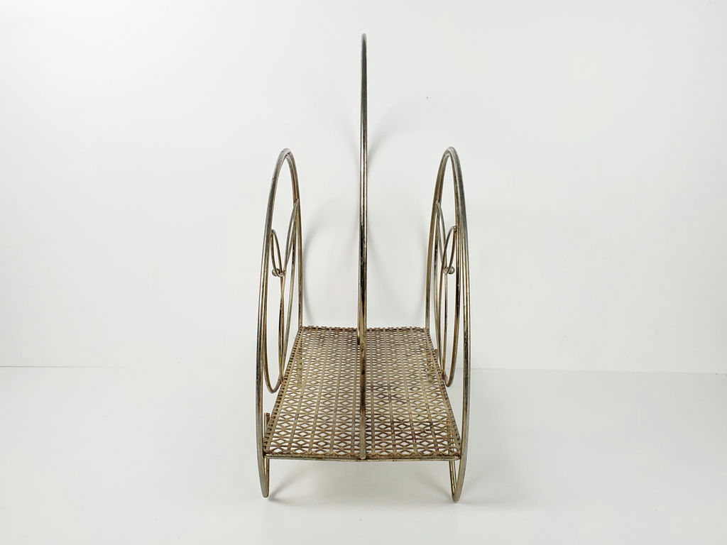 Vintage Mid-Century Modern Brass Wire Hoop Record Magazine Rack - image 6 of 10