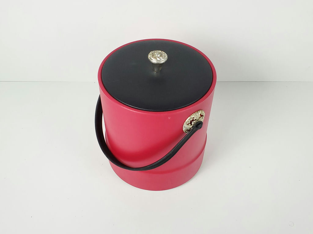 Vintage Hong Kong Red Plastic Insulated Ice Bucket - image 2 of 9