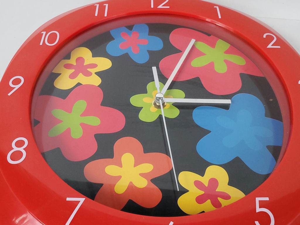 Modern Red Square Floral Print Analogue Quartz Wall Clock Flower Power Accent - image 4 of 7