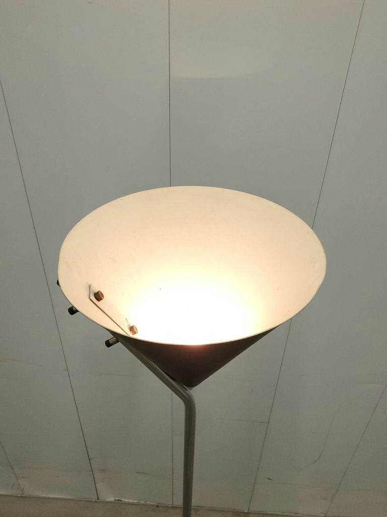 Vintage Robert Sonneman Matte Black Metal Cone Torchiere Floor Lamp - image 11 of 12