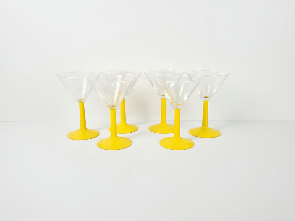 Vintage Yellow Stem Martini Cocktail Glasses - Set of 6 - image 1 of 7