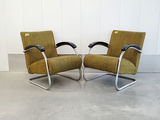 Pair of Vintage Mid-Century Bauhaus Tubular Chrome Lounge Chairs - Pair A - thumbnail 1 of 12