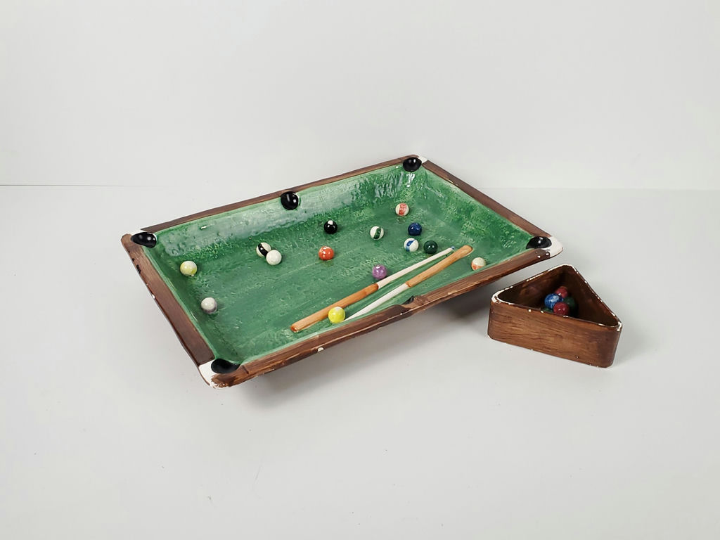 Vintage Cardinal Inc Handpainted Ceramic Pool Table Chip and Dip Set - image 1 of 13