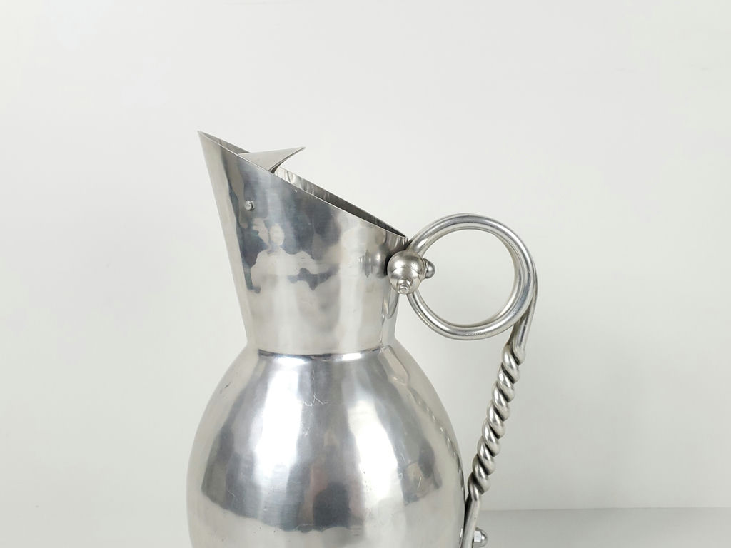 Vintage Buenilum Hammered Aluminum Water Pitcher Jug - image 2 of 10