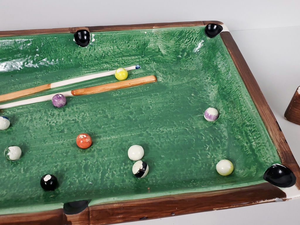 Vintage Cardinal Inc Handpainted Ceramic Pool Table Chip and Dip Set - image 4 of 13