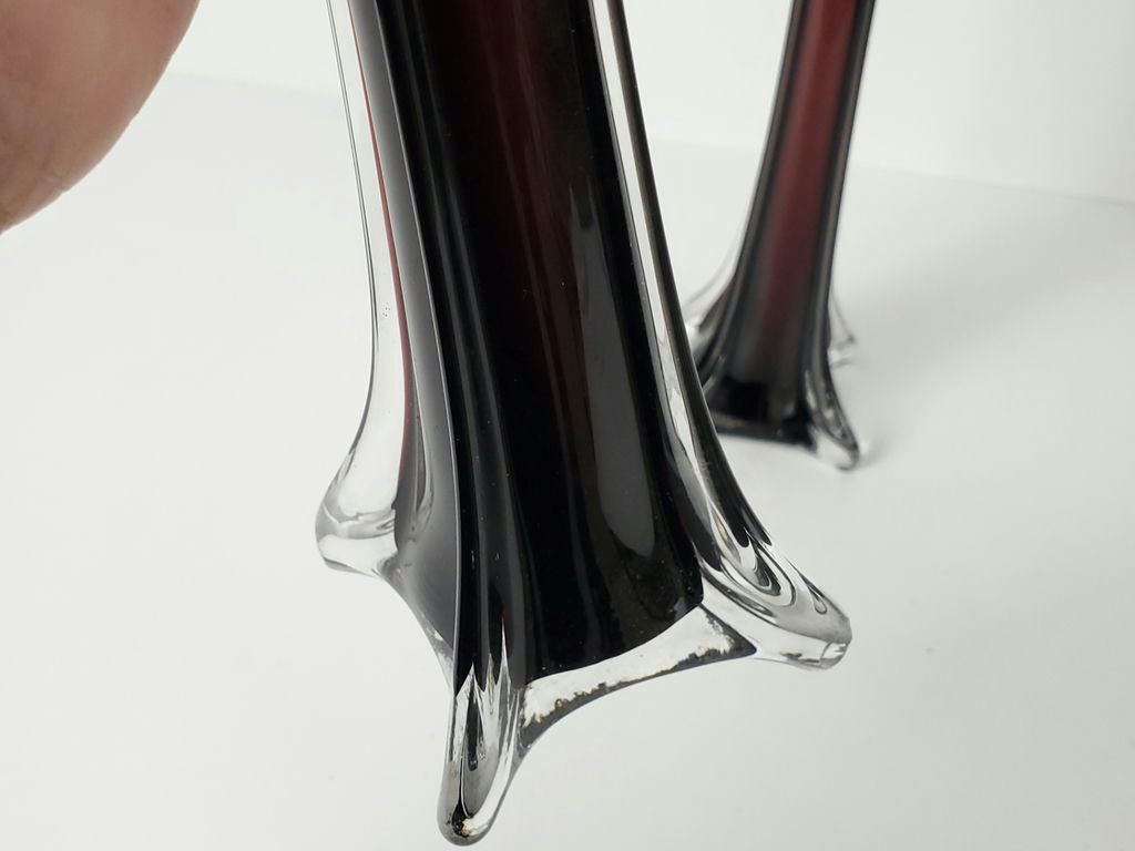 Vintage Amethyst Eiffel Tower Glass Vases - Pair - image 6 of 10