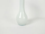 Vintage White Opaque Glass Floriform Trumpet Bud Vase Lime Green Rim - thumbnail 3 of 7