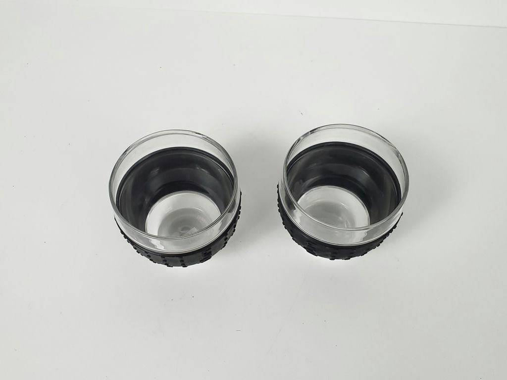 Vintage Bodum Pavina Ribbon Glass Mugs With Black Silicone Grips - Pair - image 2 of 6