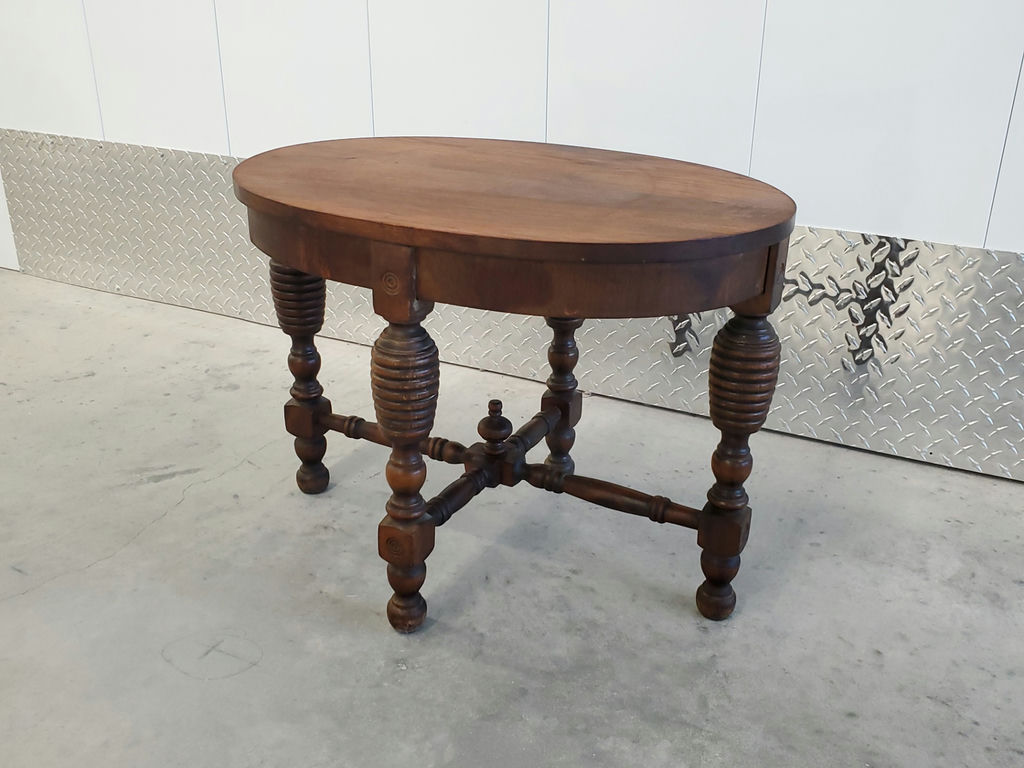 Vintage Antique Style Wooden Oval Side Table with Spindle Legs - image 12 of 13