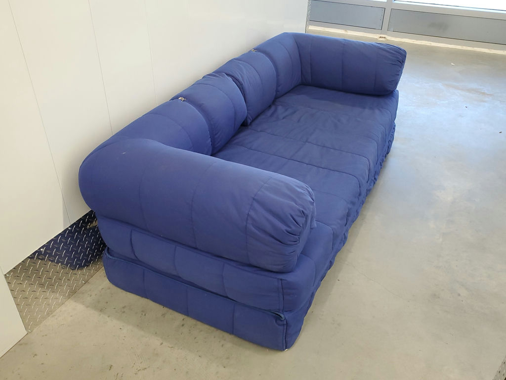 Vintage 1980s IKEA Grinda Blue Quilted Convertible Sofa Bed - image 5 of 18