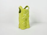Vintage Lime Green Ceramic Denim Bib Overalls Figural Vase Planter - thumbnail 4 of 9