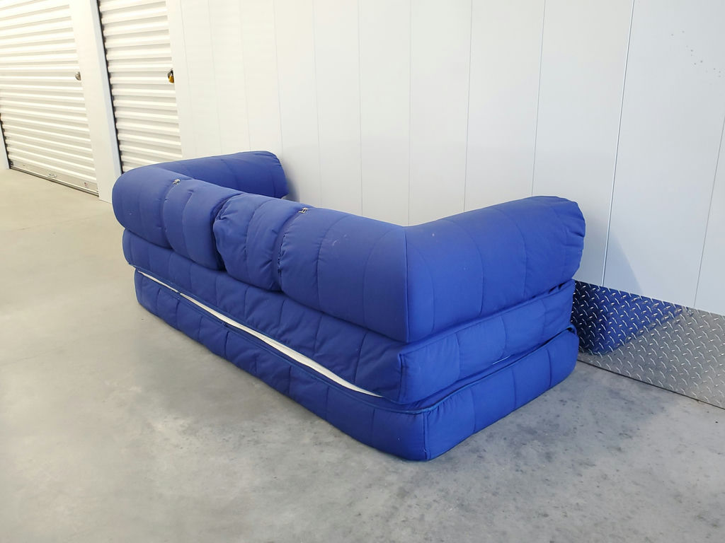 Vintage 1980s IKEA Grinda Blue Quilted Convertible Sofa Bed - image 6 of 18