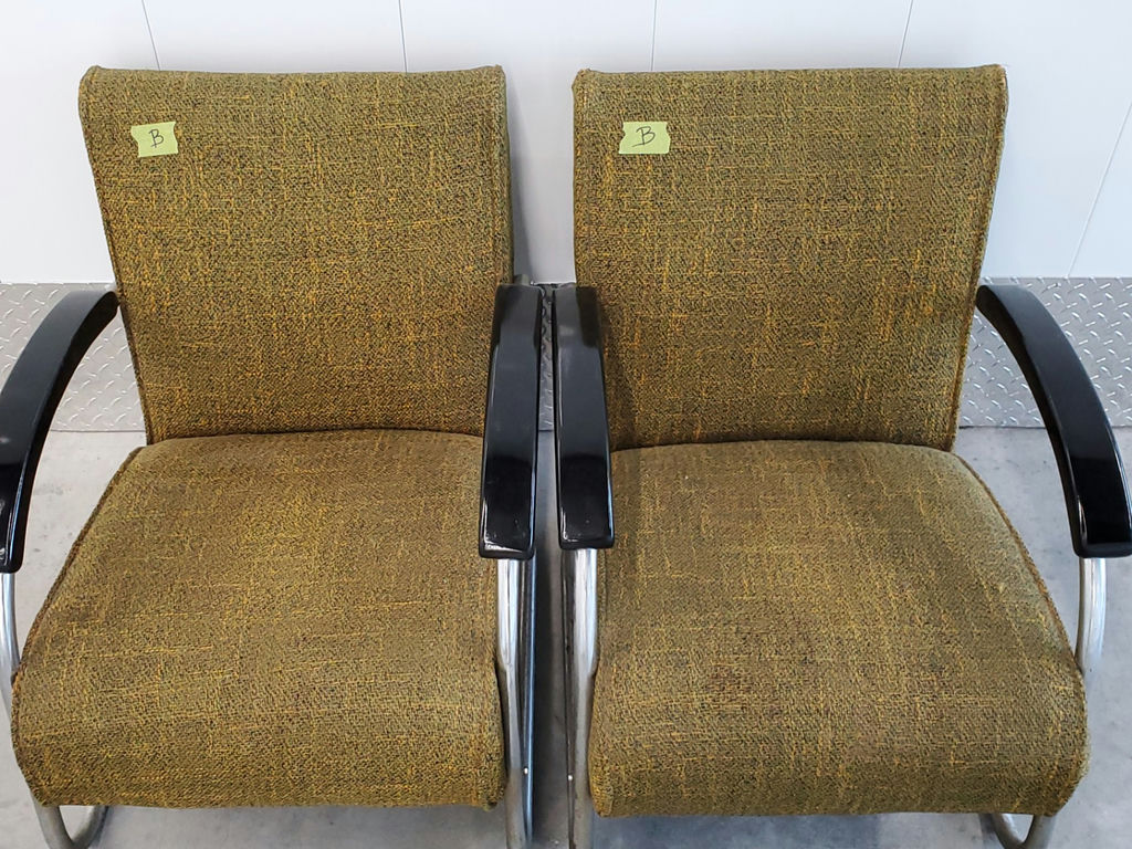 Pair of Vintage Mid-Century Bauhaus Tubular Chrome Lounge Chairs - Pair B - image 10 of 16
