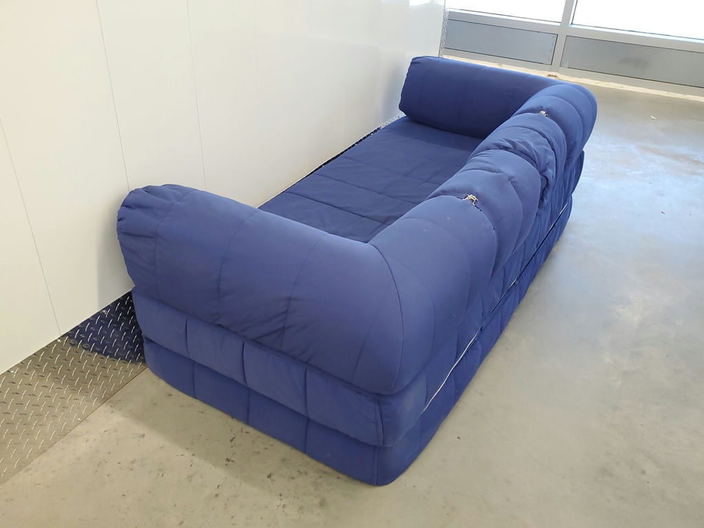 Vintage 1980s IKEA Grinda Blue Quilted Convertible Sofa Bed - image 7 of 18