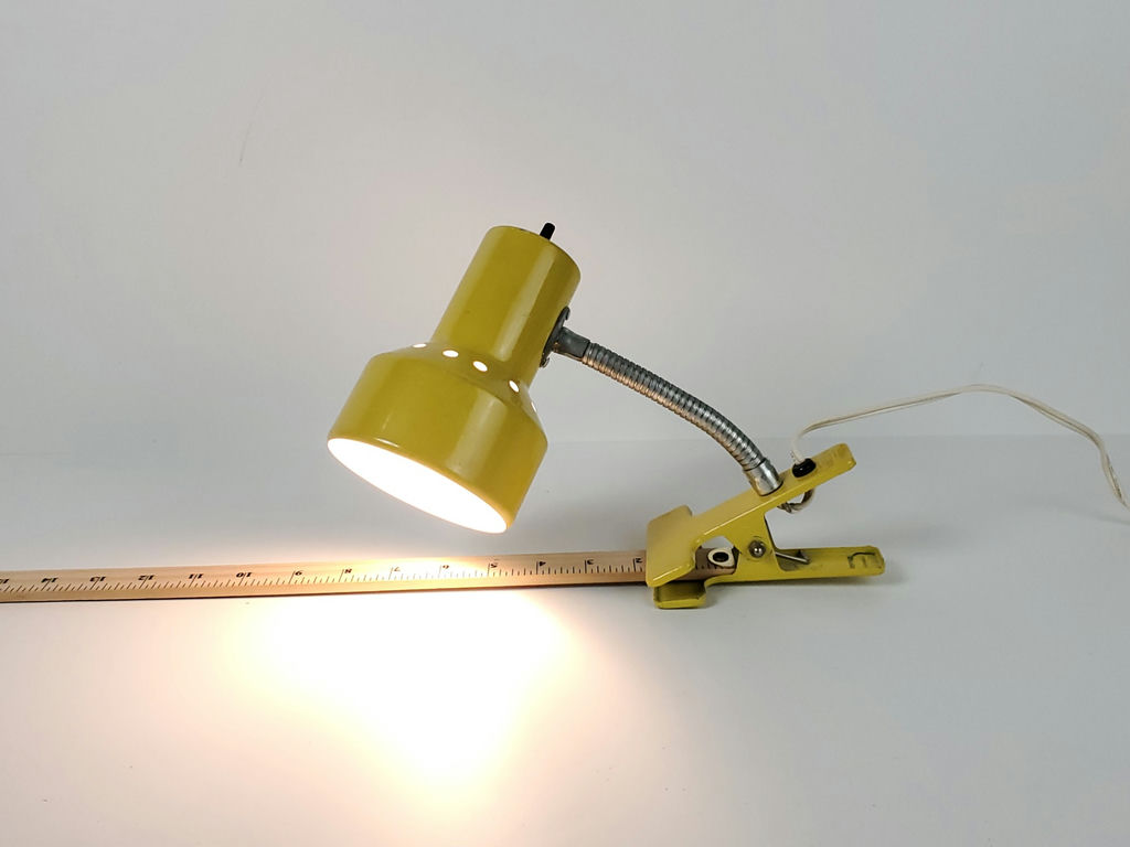 Vintage Yellow Gooseneck Clamp On Desk Lamp Industrial Work Light - image 1 of 6