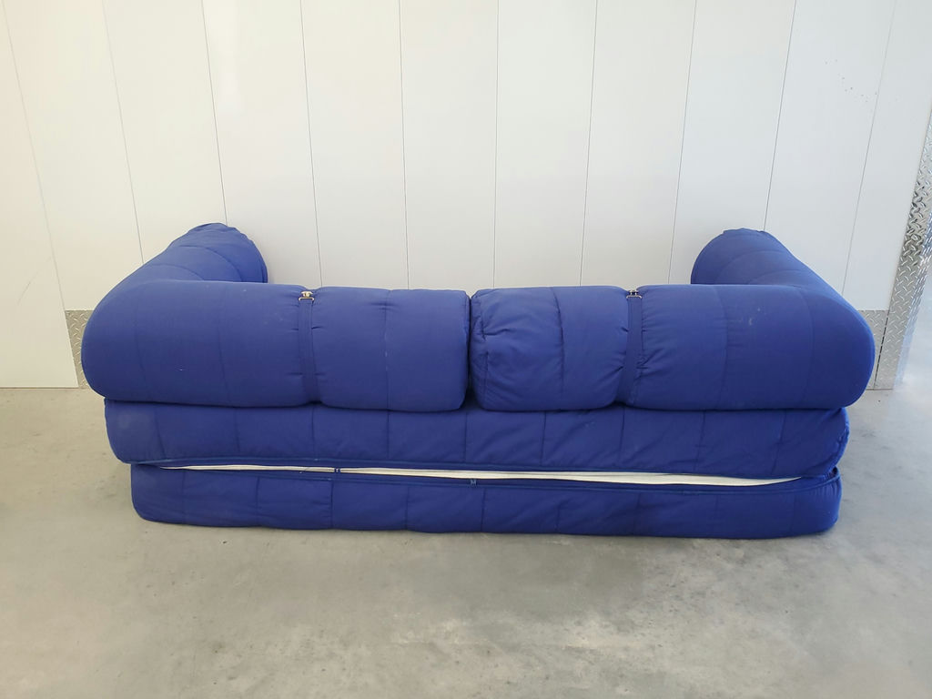 Vintage 1980s IKEA Grinda Blue Quilted Convertible Sofa Bed - image 8 of 18