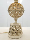 Vintage Hollywood Regency Filigree Off White Metal Table Lamp - thumbnail 4 of 11