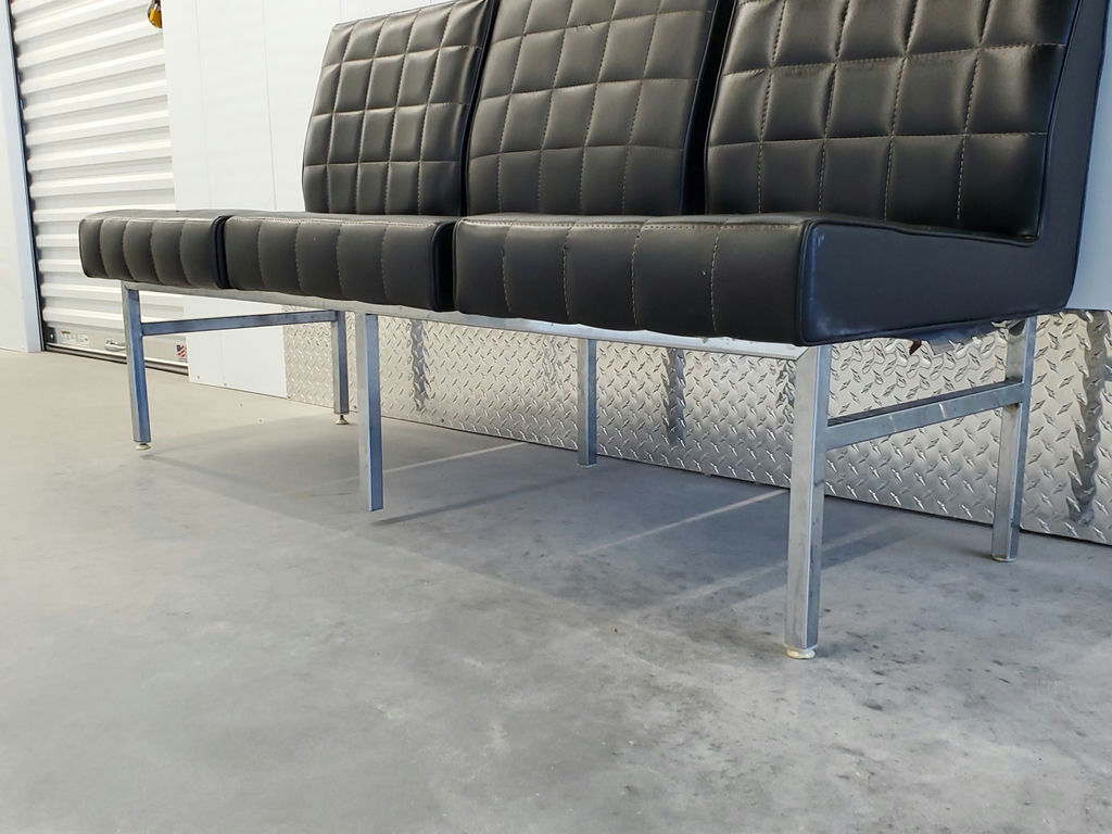 Vintage Mid-Century Modern Tufted 3-Seat Chrome Bench Sofa - image 12 of 16