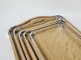 Vintage Mid-Century Wooden Nesting Serving Trays with Chrome Edges - 5 Piece Set - thumbnail 7 of 12