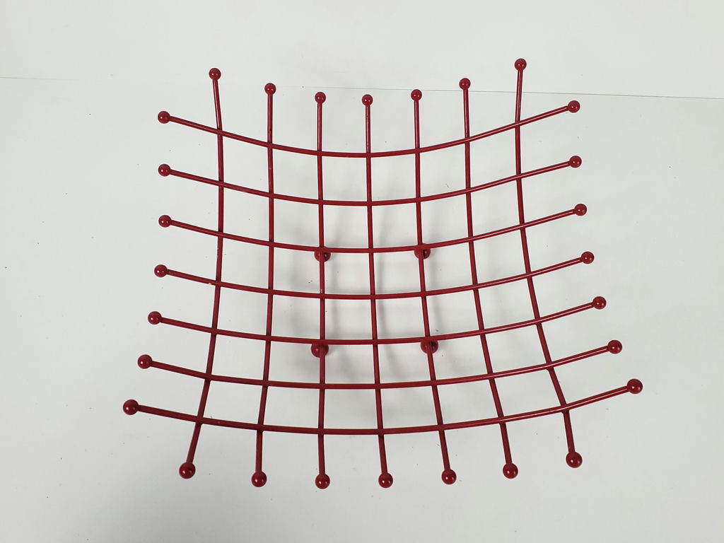 Vintage IKEA Red Wire Atomic Metal Fruit Basket Bowl with Ball Feet - image 5 of 7