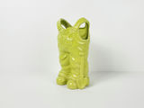 Vintage Lime Green Ceramic Denim Bib Overalls Figural Vase Planter - thumbnail 3 of 9