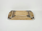Vintage Mid-Century Wooden Nesting Serving Trays with Chrome Edges - 5 Piece Set - thumbnail 1 of 12