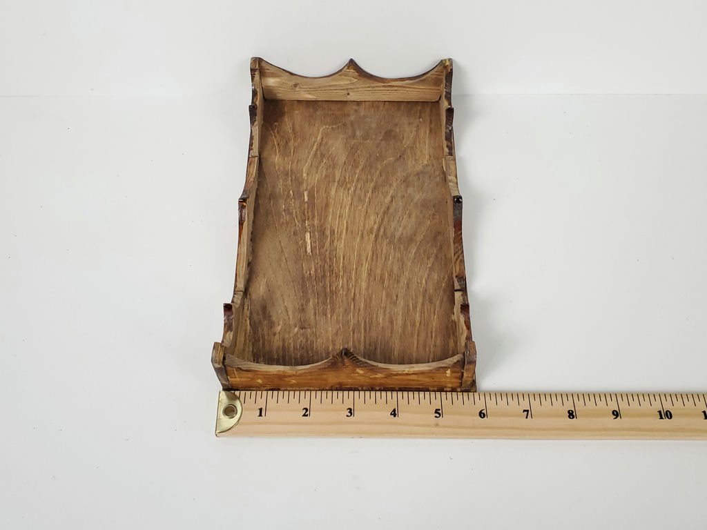 Vintage Handcrafted Scalloped Crown Wooden Napkin Serving Tray - image 8 of 8