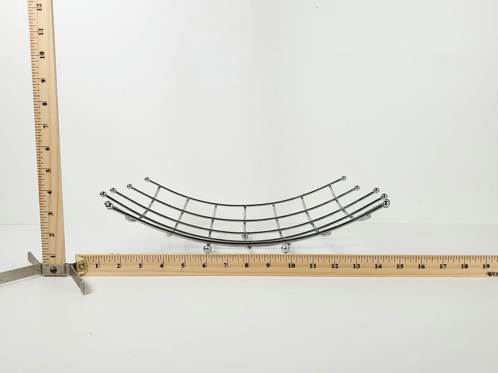 Vintage Mid-Century Atomic Chrome Wire Grid Fruit Basket Centerpiece - image 7 of 9