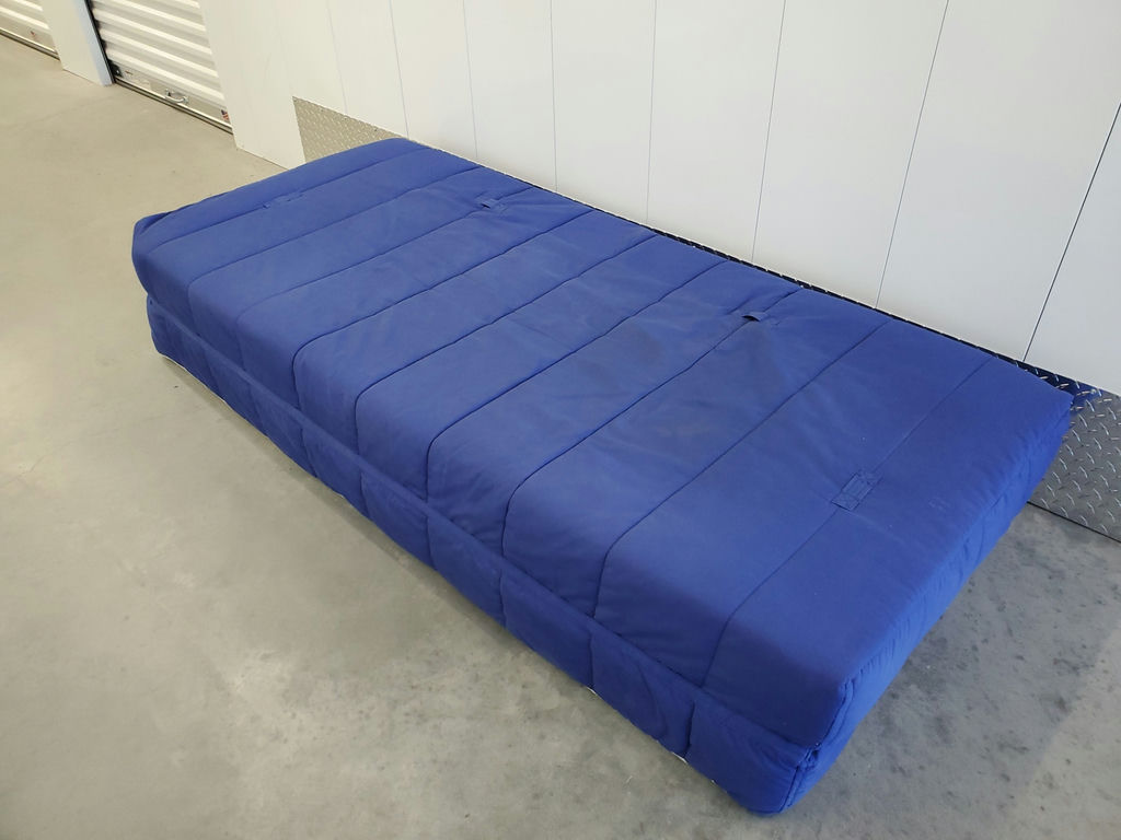 Vintage 1980s IKEA Grinda Blue Quilted Convertible Sofa Bed - image 13 of 18