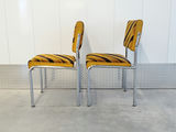 Pair of Vintage Mid-Century Striped Chrome Dining Chairs - thumbnail 10 of 10