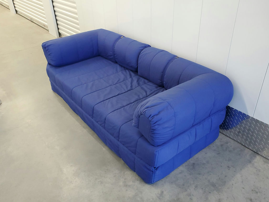 Vintage 1980s IKEA Grinda Blue Quilted Convertible Sofa Bed - image 4 of 18