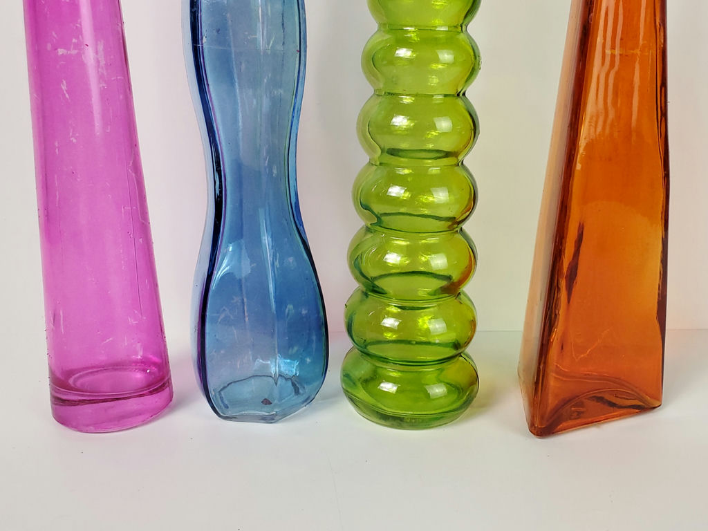 Vintage Mid-Century Colorful Geometric Glass Bud Vases - Set of 4 - image 5 of 8