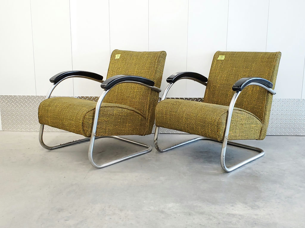 Pair of Vintage Mid-Century Bauhaus Tubular Chrome Lounge Chairs - Pair B - image 4 of 16
