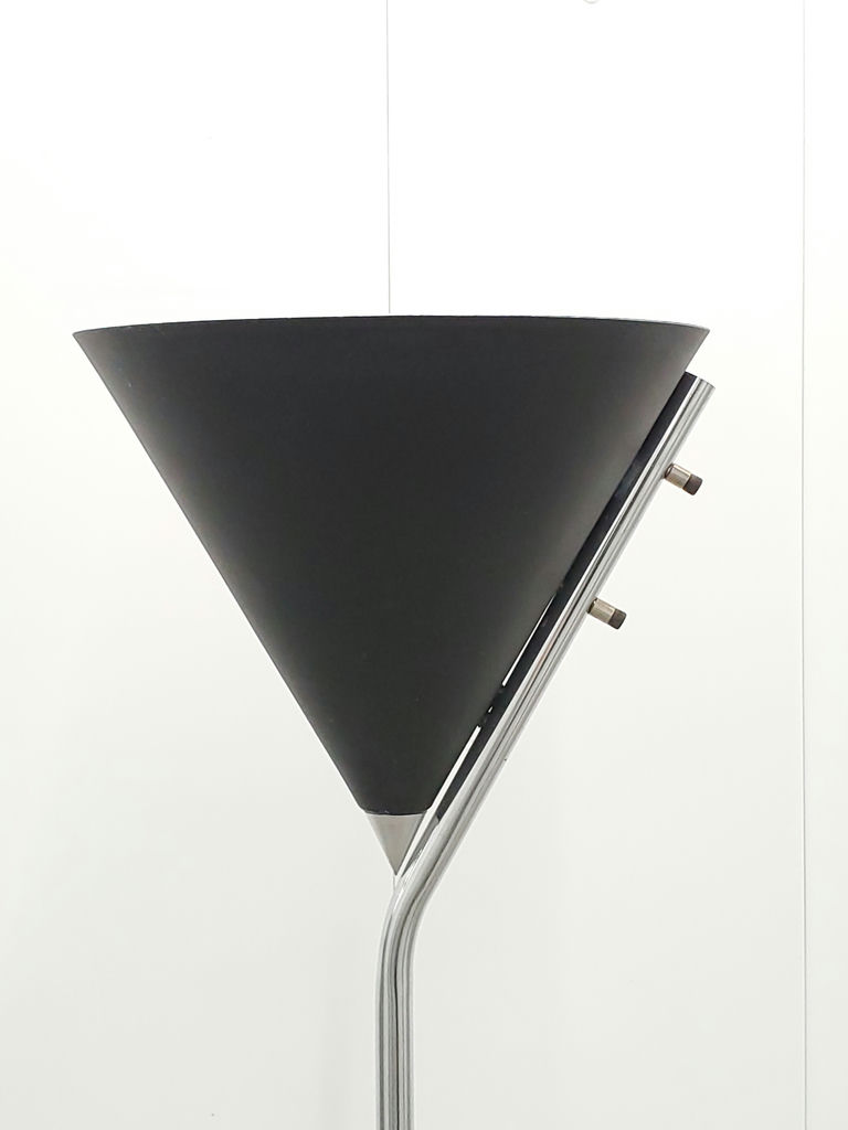 Vintage Robert Sonneman Matte Black Metal Cone Torchiere Floor Lamp - image 9 of 12