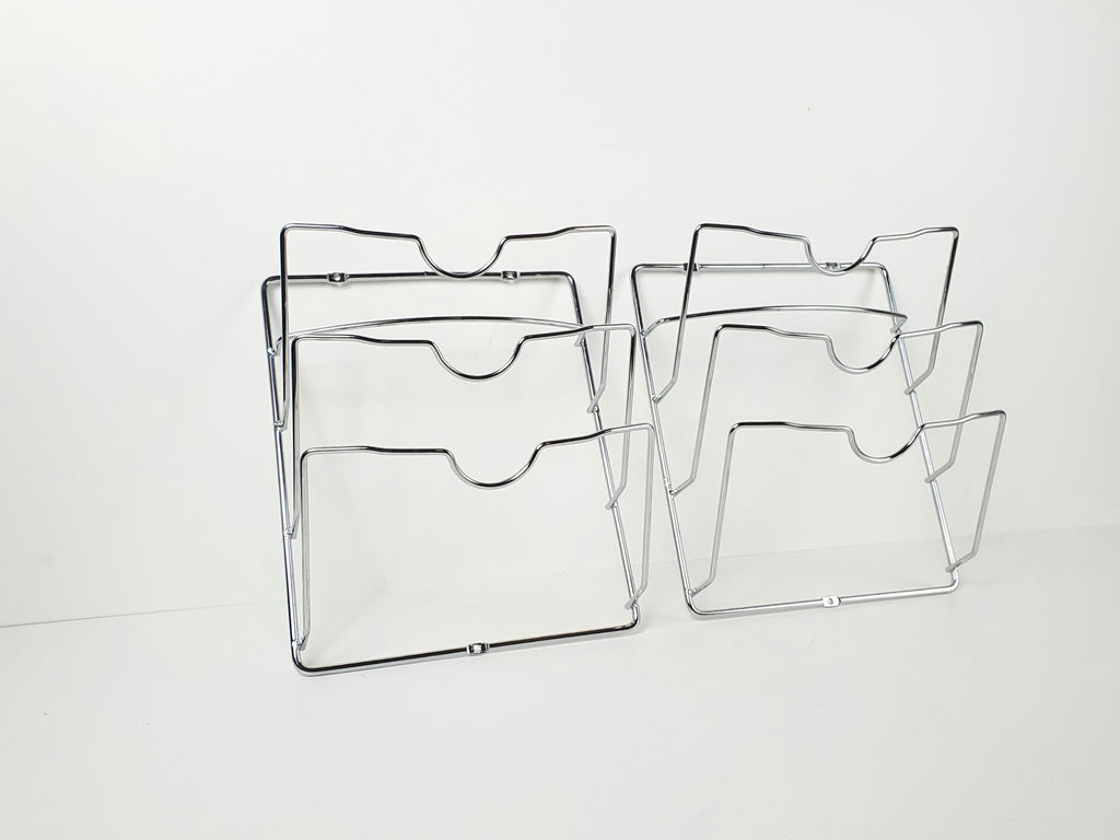 Vintage Mid-Century Chrome Wire Wall Mounted Magazine Racks - Pair - image 2 of 7